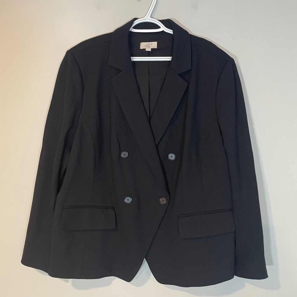 Ann Taylor Loft Plus Black Double Breasted Blazer Jacket Womens Size 22 Classic‎